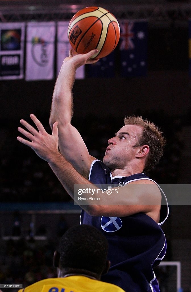 MELBOURNE, AUSTRALIA - MARCH 23:  Dan Wardrope of Scotland goes up for a shot during the 5th place play-off basketball match between Scotland and Barbados at the Multi Purpose Venue during day eight of the Melbourne 2006 Commonwealth Games March 23, 2006 in Melbourne, Australia.  (Photo by Ryan Pierse/Getty Images)